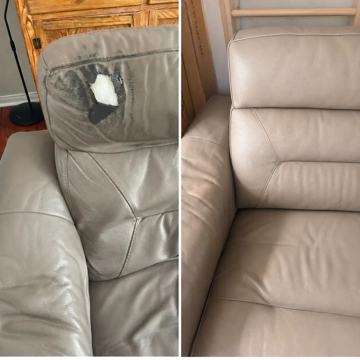 Recliner Partial Leather Panel Replacement & Color Restoration