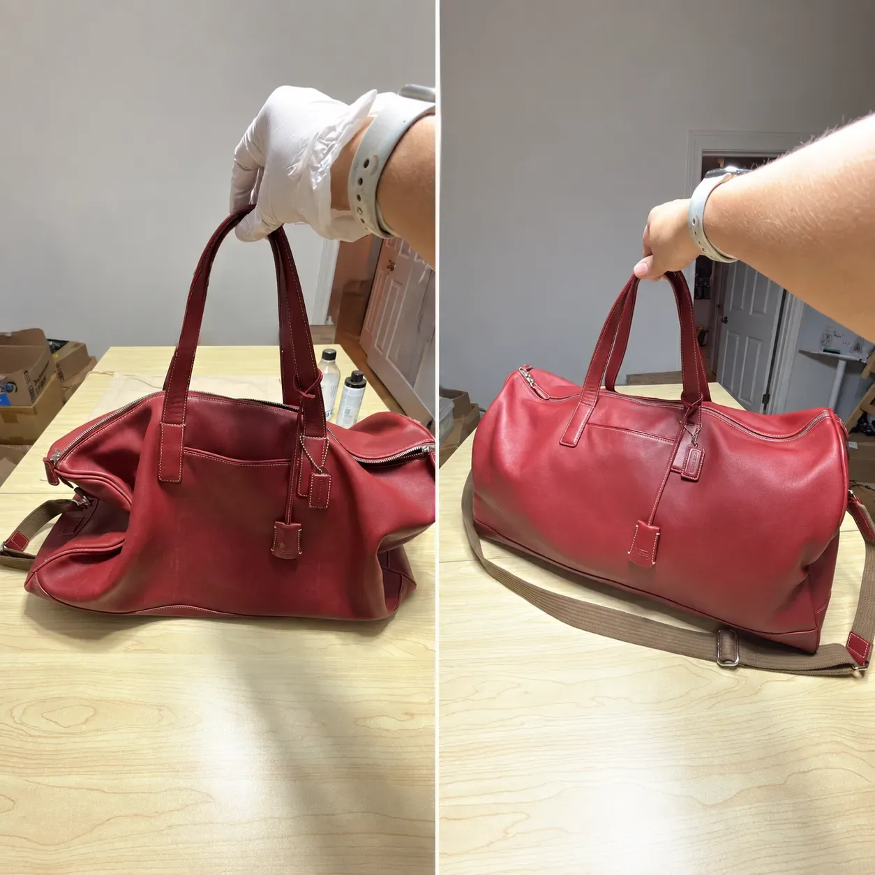 Red Leather Handbag Reshaping & Restoration